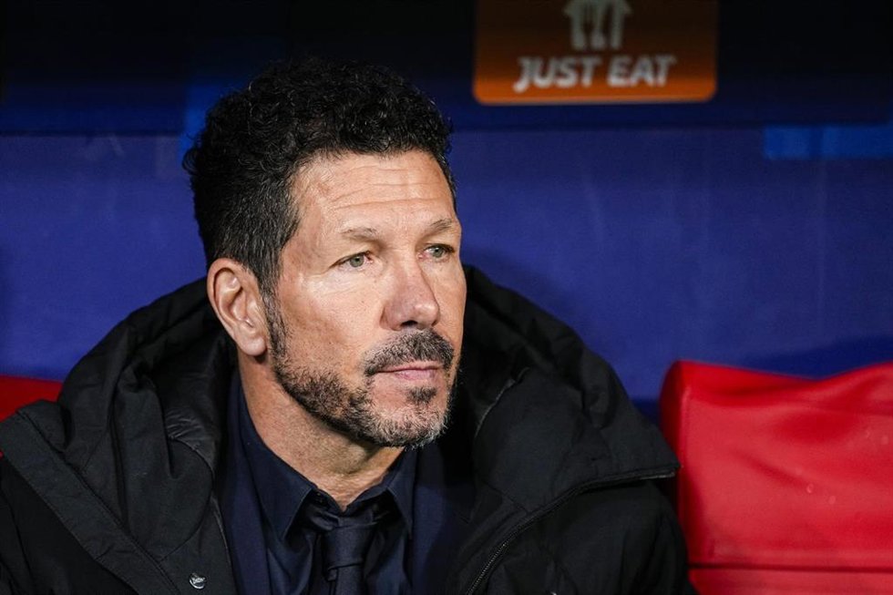 Diego Pablo "Cholo" Simeone, head coach of Atletico de Madrid, looks on during the UEFA Champions League 2024/25 League Phase MD7 match between Atletico de Madrid and Bayer 04 Leverkusen at Riyadh Air Metropolitano stadium on January 21, 2025, in Madrid