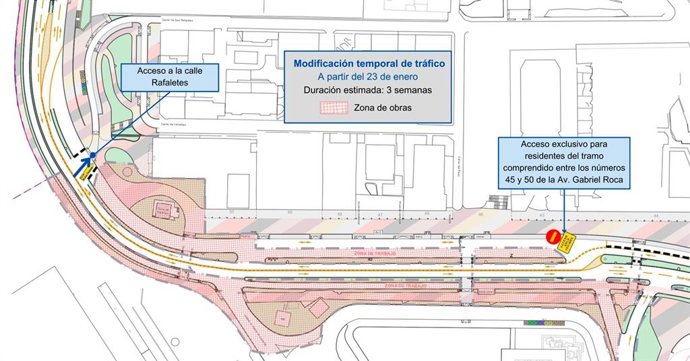 Cambios temporales en el tráfico de la avenida Gabriel Roca a partir del 23 de enero de 2025.