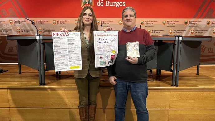 La concejala de Fiestas del Ayuntamiento de Burgos, Carolina Álvarez, y el presidente de la Asociación San Julián, Luis Guerra.