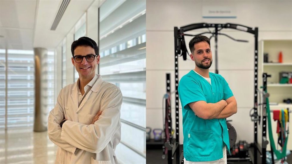 El cardiólogo Carlos Bzner y el fisioterapeuta Alejandro Coloma del Grupo hospitalario Quirónsalud.