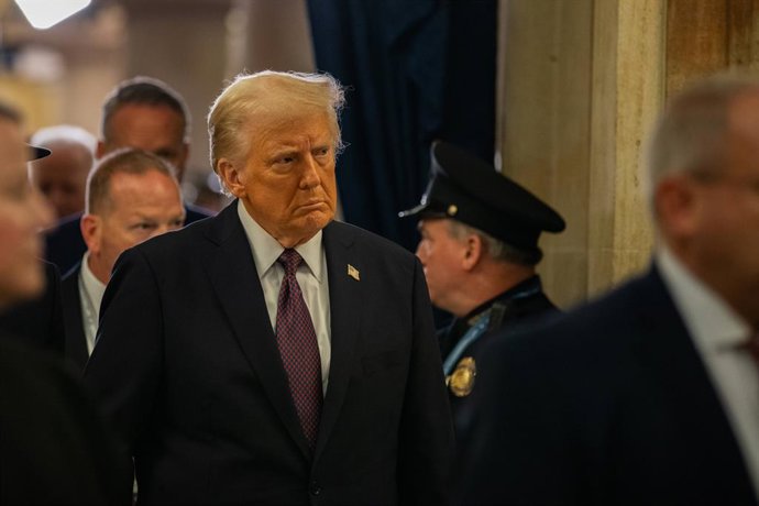 20 January 2025, US, Washington: U.S. President-Elect Donald Trump, walks to the Capitol Rotunda to be sworn-in as President during the 60th Presidential Inauguration on Capitol Hill. This is only the second time in history that the presidential inaugurat