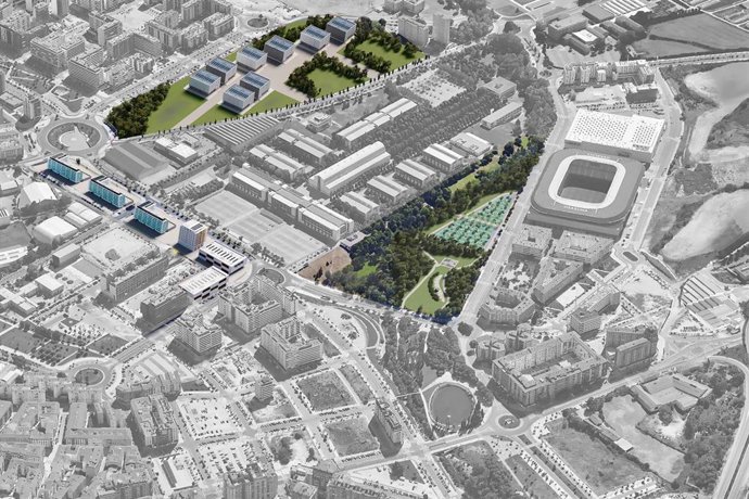 En color, las principales zonas de intervención en el entorno de la UPNA.