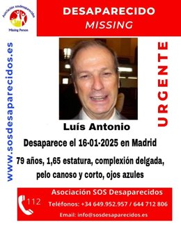 Buscan a un hombre de 79 años desaparecido el pasado jueves en Madrid