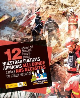 Cartel del concurso literario escolar 'Carta a un militar español'.