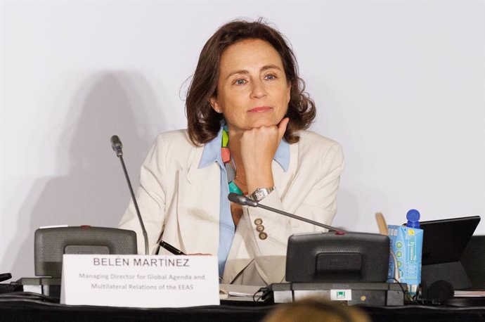 Archivo - La directora ejectuvia para Agenda Global y Relaciones Multilaterales del SEAE, Belén Martínez Carbonell, durante la inauguración de la Conferencia Interparlamentaria para la Política Exterior y de Seguridad Común y la Política Común de Segurida
