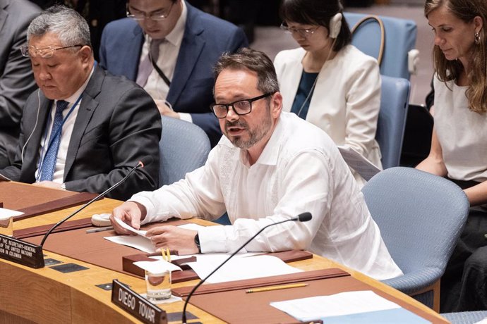 Archivo - July 11, 2024, New York, New York, United States: Carlos Ruiz Massieu, Special Representative of the Secretary-General for Colombia and Head of the United Nations Verification Mission in Colombia speaks during Security Council meeting on situati