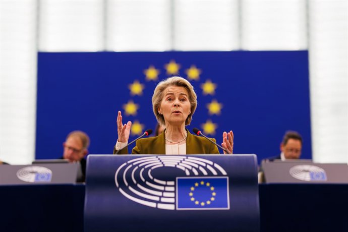 22 January 2025, France, Strasbourg: European Commission President Ursula von der Leyen speaks during a debate as part of a plenary session at the European Parliament. Photo: Philipp von Ditfurth/dpa