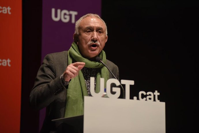 El secretario general de UGT, Pepe Álvarez, en el 17 Congrés Nacional de la UGT de Catalunya, en Mataró (Barcelona)