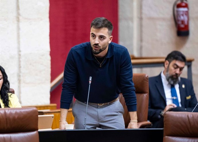 El parlamentario andaluz por Córdoba de Por Andalucía, José Manuel Gómez Jurado, durante una intervención en el Parlamento.
