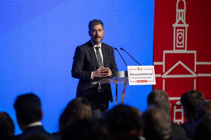 El consejero de Presidencia, Justicia y Administración Local, Miguel Ángel García Martín , interviene durante la presentación del documental con motivo del 30 aniversario del asesinato de Gregorio Ordóñez