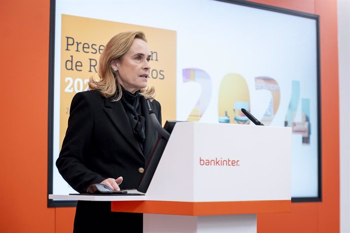 La consejera delegada de Bankinter, Gloria Ortiz, presenta los resultados de la entidad en el ejercicio de 2024, en la sede central de Bankinter, a 23 de enero de 2025, en Madrid (España). El Grupo Bankinter alcanzó en 2024 un beneficio neto récord de 953