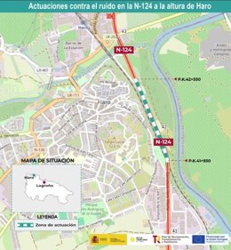 Transportes adjudica por 482.630 euros actuaciones para reducir el ruido de la N-124 a su paso por Haro