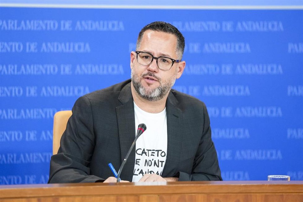 El portavoz del Grupo Parlamentario Mixto-Adelante Andalucía, José Ignacio García, este jueves en rueda de prensa.