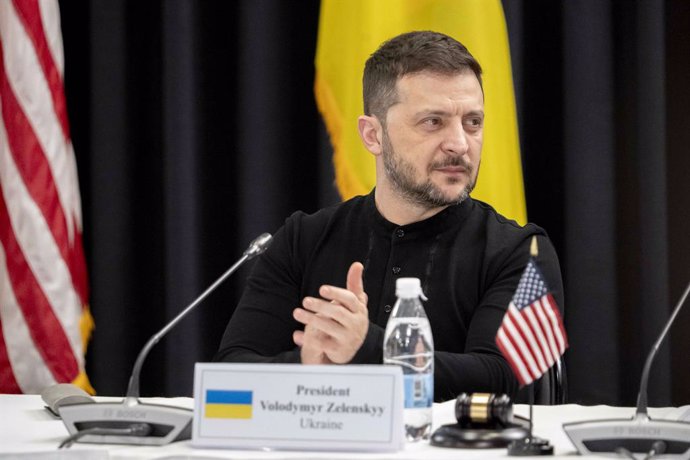 January 9, 2025, Ramstein Air Base, Rhineland-Palatinate, Germany: VOLODYMYR  ZELENSKY at Ukraine Defense Contact Group (UDCG) meeting at Ramstein Air Base.