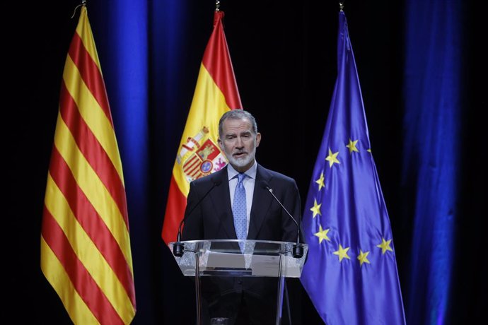 El rey Felipe VI en el acto de entrega de despachos a la 73 Promoción de la carrera judicial que se ha celebrado este jueves en el Centre de Convencions Internacional de Barcelona (CCIB)