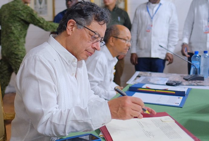 Gustavo Petro, presidente de Colombia, durante una visita oficial a Haití