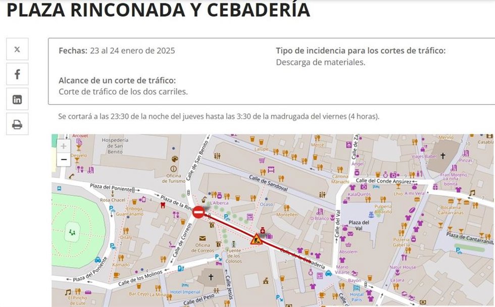 Información sobre el tráfico en la plaza de Correos.