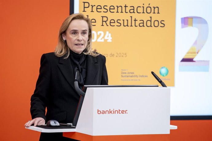 La consejera delegada de Bankinter, Gloria Ortiz, presenta los resultados de la entidad en el ejercicio de 2024, en la sede central de Bankinter, a 23 de enero de 2025, en Madrid (España).