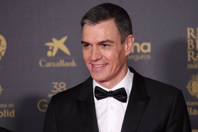 Archivo - El presidente del Gobierno, Pedro Sánchez, posa en la alfombra rosa previa a la gala de la 38 edición de los Premios Goya, en el Auditorio Feria de Valladolid, a 10 de febrero de 2024, en Valladolid, Castilla y León (España). La Academia celebra