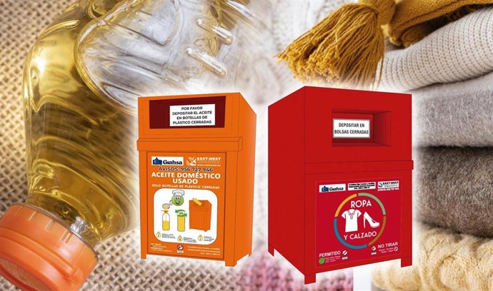 Contenedores para aceite usado y restos textiles.