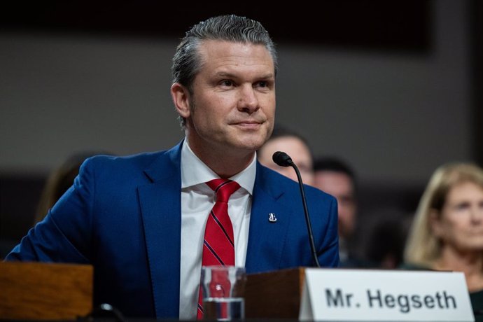 January 14, 2025, Washington, District Of Columbia, USA: President-elect Donald Trump's nominee for Secretary of Defense United States Secretary of Defense-designate Pete Hegseth testifies at his Senate Armed Services confirmation hearing in the Dirksen S