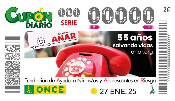 Cupón dedicado a la Fundación Anar.