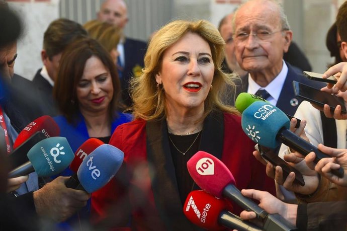 La consejera de Economía y portavoz del Gobierno andaluz, Carolina España, este viernes en declaraciones a los medios en Málaga.