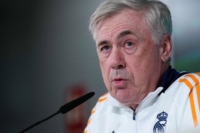 El entrenador del Real Madrid, Carlo Ancelotti, en rueda de prensa. 