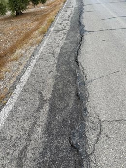 Estado de la carretera de acceso a Villardompardo