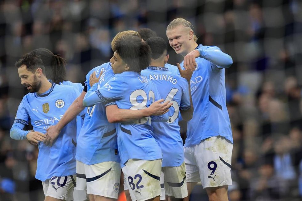 Erling Haaland celebra un gol con el Manchester City