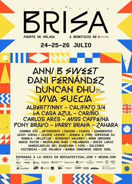 Archivo - Cartel anunciador del Brisa Festival 2025 que tiene como cabeza de cartel a Dani Fernández, Duncan Dhu, viva Suecia, Anni B Sweet, además de artistas como Califato 3/4, Pony Bravo, La Casa Azul, Zahara o Los Voluble, entre muchos otros.