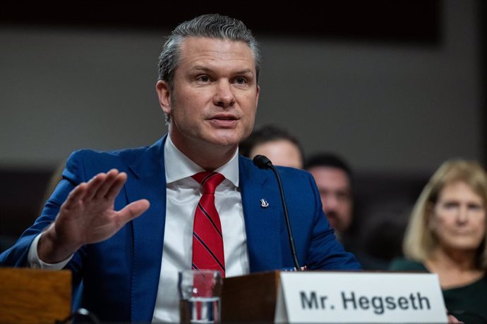 January 14, 2025, Washington, District Of Columbia, USA: President-elect Donald Trump's nominee for Secretary of Defense United States Secretary of Defense-designate Pete Hegseth testifies at his Senate Armed Services confirmation hearing in the Dirksen S