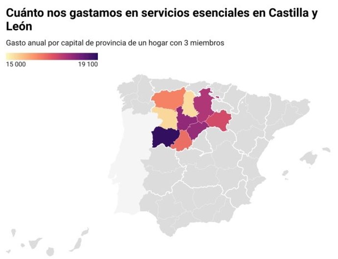 Mapa del gasto medio elaborado por la plataforma digital Roams.