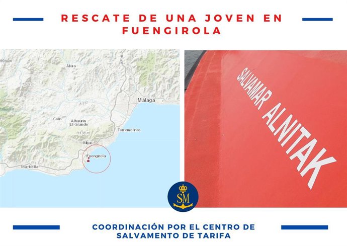 Rescatada una joven que se había ha introducido en el mar cerca del puerto deportivo de Fuengirola.
