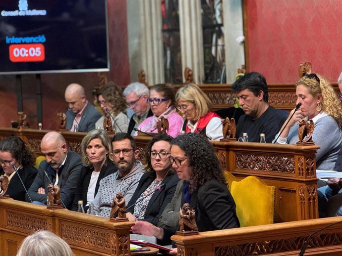 La portavoz de los Socialistas en el Consell, Catalina Cladera, en el pleno de la comparecencia del presidente del Consell, Llorenç Galmés, y del conseller insular de Turismo, José Marcial Rodríguez
