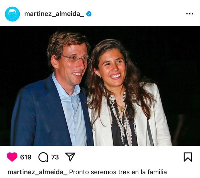 El alcalde de Madrid, José Luis Martínez-Almeida, anuncia embarazo