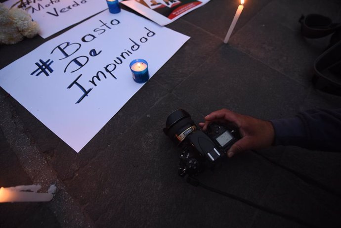 Archivo - January 25, 2022: Journalists in Xalapa demonstrate for the murders of Margarito MartÃnez, Lourdes Maldonado and Jose Luis Gamboa, journalists murdered in this year 2022.