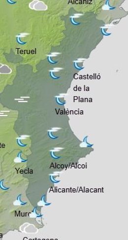La Comunitat vive un domingo con heladas débiles en el interior de Castellón y probabilidad de precipitaciones