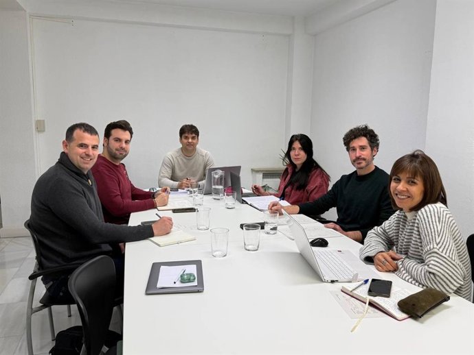 Pablo Azcona, secretario general de Geroa Socialverdes, en una reunión de la Ejecutiva de la formación.