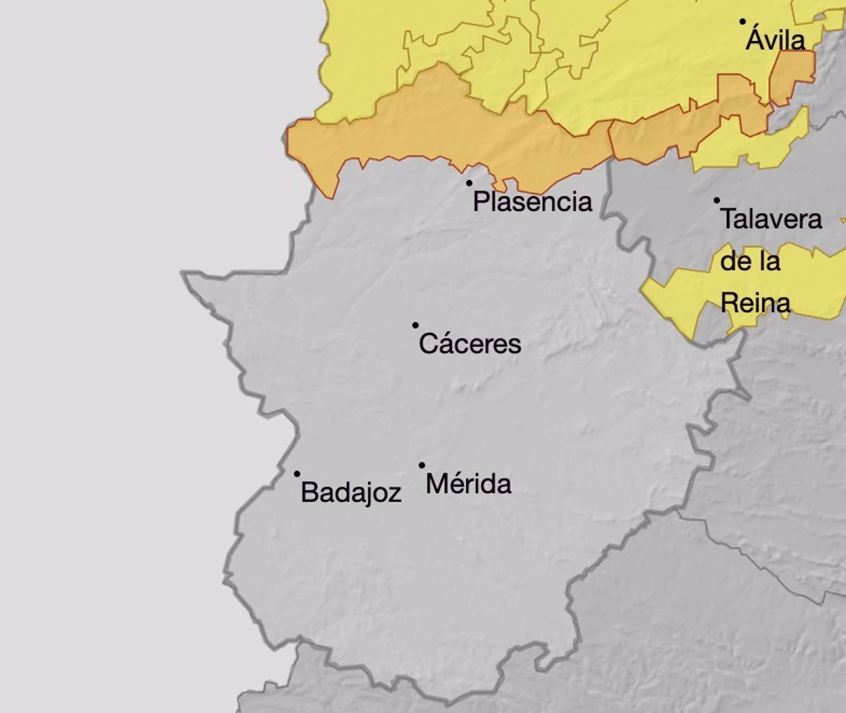 El 112 activa este lunes la alerta naranja por lluvia en el norte de la provincia de Cáceres