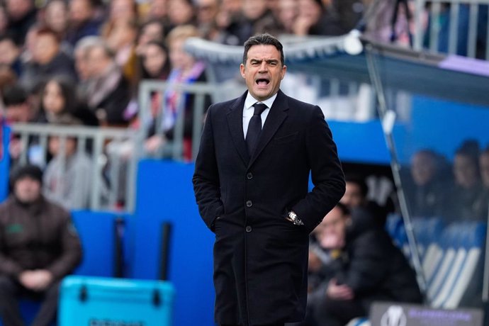 Alberto Toril, head coach of Real Madrid, gestures during the Spanish Women SuperCup, Supercopa de Espana Femenina, final match played between FC Barcelona and Real Madrid at Butarqe stadium on January 26, 2025, in Madrid, Spain.