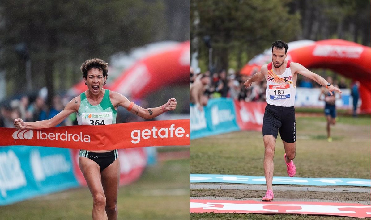 Carolina Robles and Yahya Aouina, Spanish cross country champions