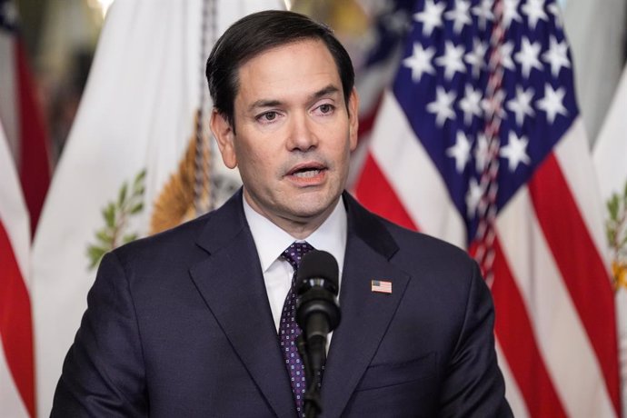 January 21, 2025, Washington, District Of Columbia, USA: United States Secretary of State Marco Rubio speaks after being sworn in by US Vice President J.D. Vance, in the Vice President's ceremonial office at the White House in Washington, DC, on January 2