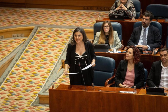 Archivo - La portavoz de Más Madrid en la asamblea, Manuela María Bergerot Uncal, interviene durante una sesión plenaria en la Asamblea de Madrid, a 12 de diciembre de 2024, en Madrid (España).