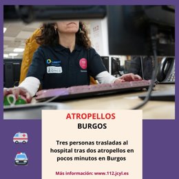 Gráfico elaborado por el 112 con datos de los dos atropellos ocurridos en Burgos