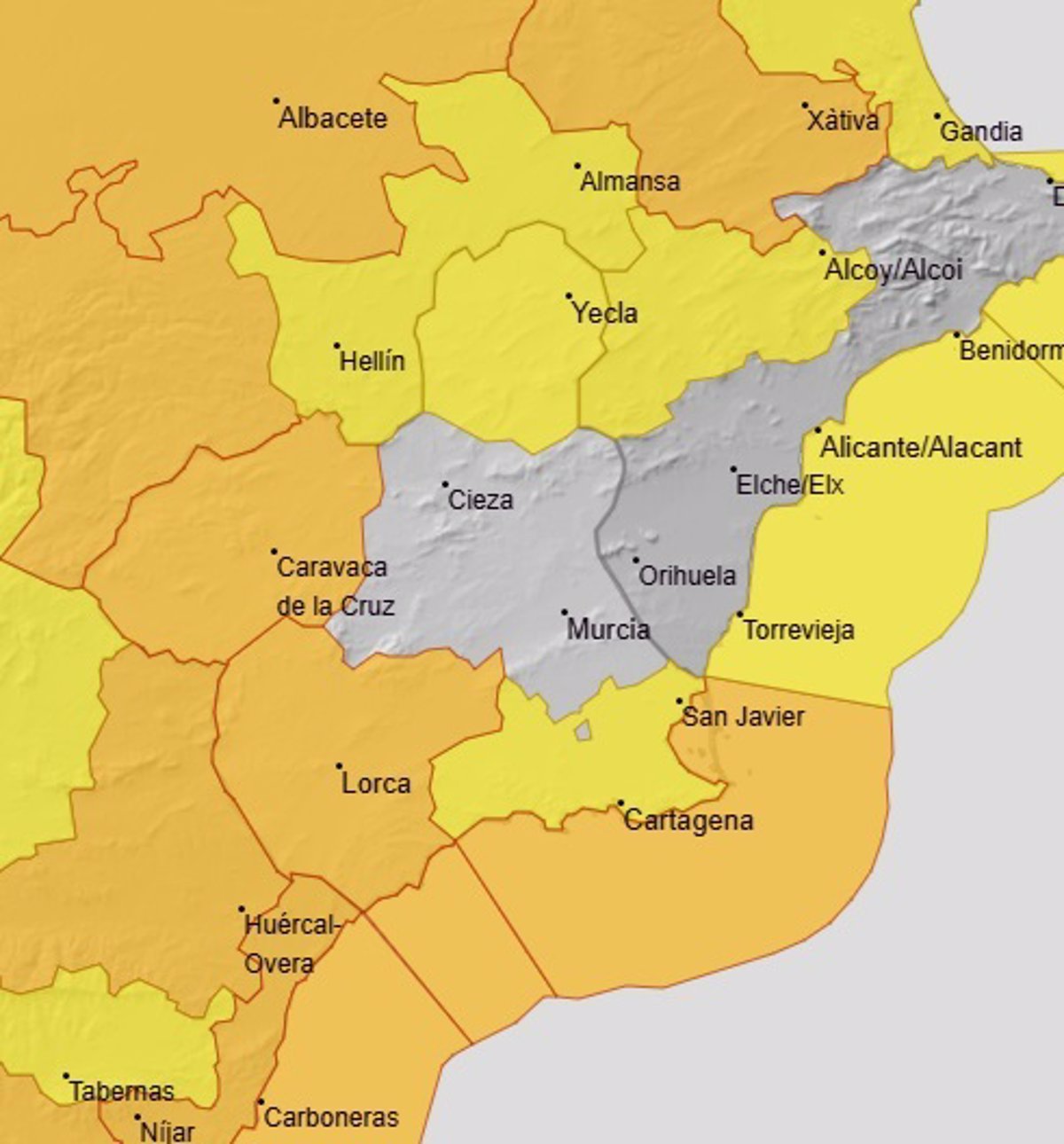 La mayor parte de la Región de Murcia, en aviso por vientos y fenómenos costeros este lunes