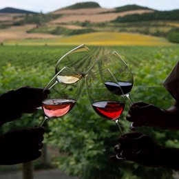 Archivo - Brindis con copas de vino