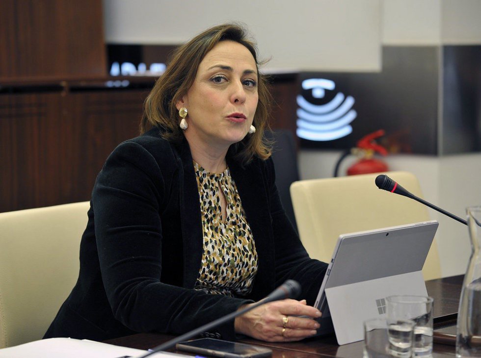 La secretaria general de Igualdad y Conciliación de Extremadura, Ara Sánchez Vera, en su comparecencia en la Asamblea para hablar sobre los centros de atención integral a víctimas de violencia sexual