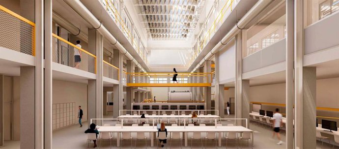 Archivo - Recreación de la propuesta ganadora del concurso de arquitectura lanzado para la rehabilitación de la central térmica de la Universidad Pablo de Olavide, en Sevilla.