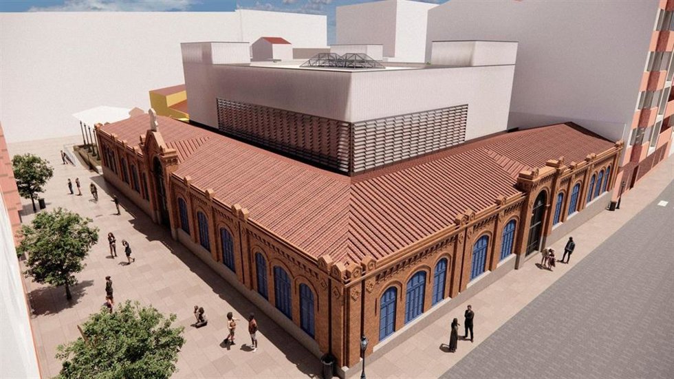 Aspecto exterior del futuro Museo de Historia y Arqueología de Mérida en el antiguo Mercado de Calatrava.